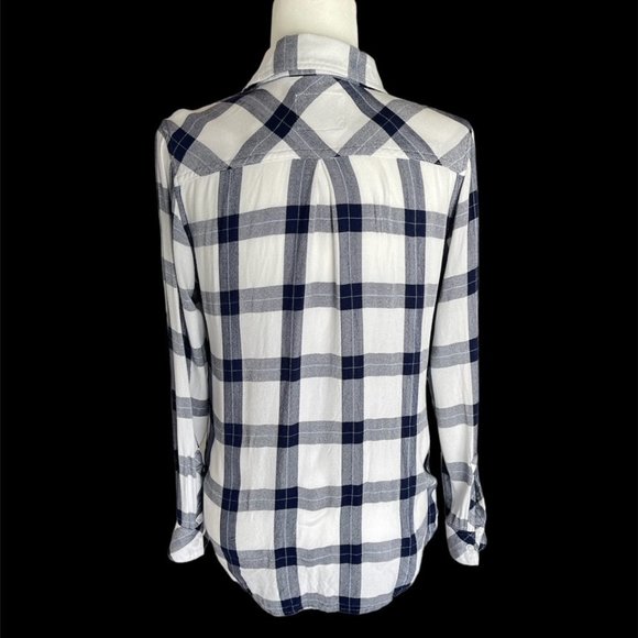 RAILS: Women's White & Blue Plaid Long Sleeve Button Up Shirt - Size S - Picture 2 of 3